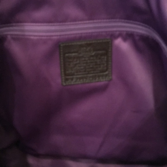 Coach 15949 Brown Suede Satchel w/ Purple Interior - Picture 4 of 8